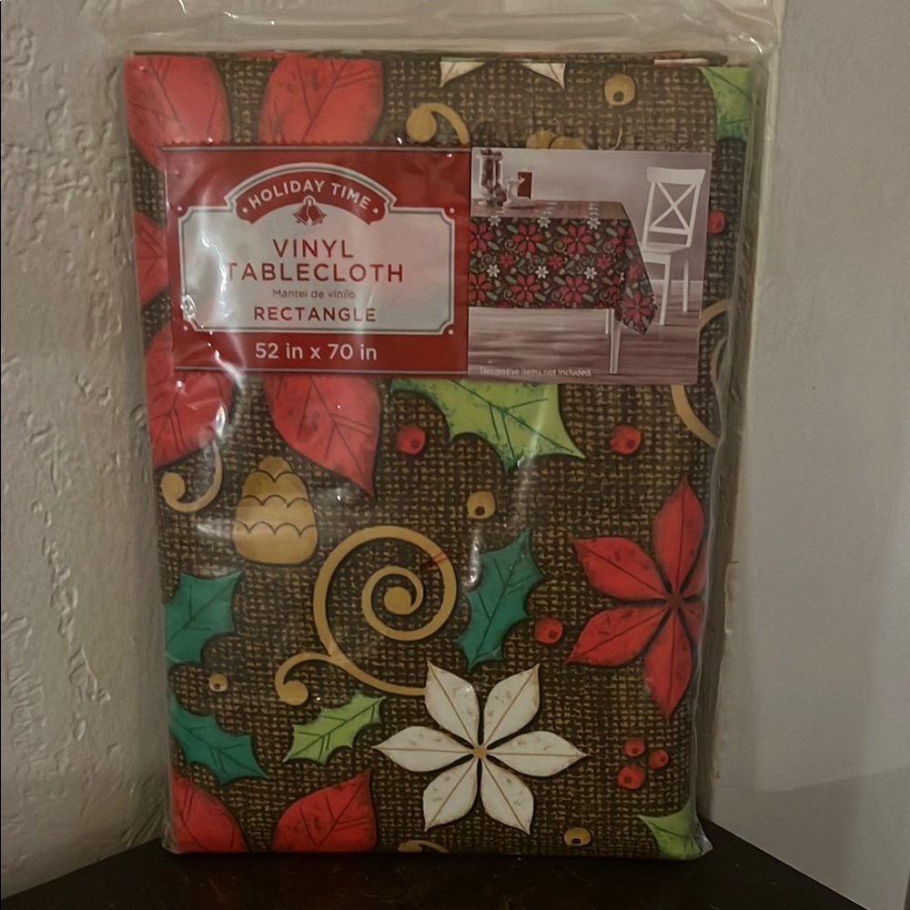 Holiday Time Vinyl Tablecloth with Festive Design